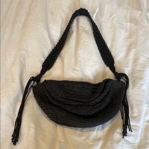 Elegant Black Woven Shoulder Bag